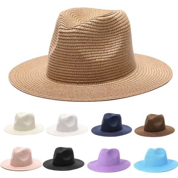 wide brim hats 2021 natural panama soft shaped straw hat summer women/men beach sun cap uv protection fedora, Blue;gray
wide brim hats 2021 natural panama soft shaped straw hat summer women/men beach sun cap uv protection fedora, Blue;gray