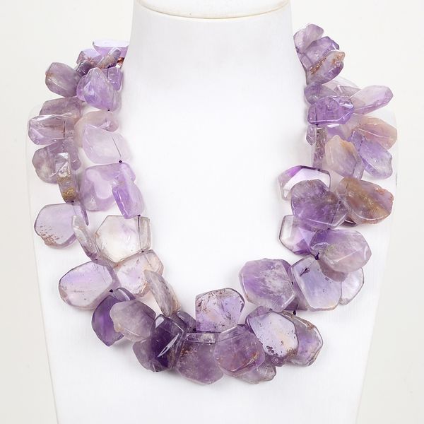 guaiguai jewelry natural 2 strands 30mm lavender flake purple amethyst crystal necklace handmade for women real jewlery lady fashion jewelle, Silver
guaiguai jewelry natural 2 strands 30mm lavender flake purple amethyst crystal necklace handmade for women real jewlery lady fashion jewelle, Silver
