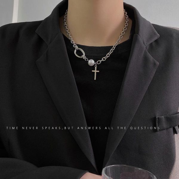 pendant necklaces all-match pearl cross necklace female niche design street fashion style clavicle chain, Silver
pendant necklaces all-match pearl cross necklace female niche design street fashion style clavicle chain, Silver