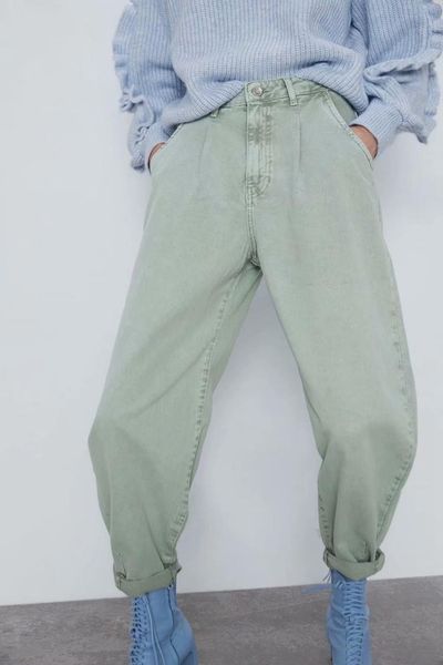 spring and summer european american style solid color loose pleated casual high waist pocket jeans women women's, Blue
spring and summer european american style solid color loose pleated casual high waist pocket jeans women women's, Blue