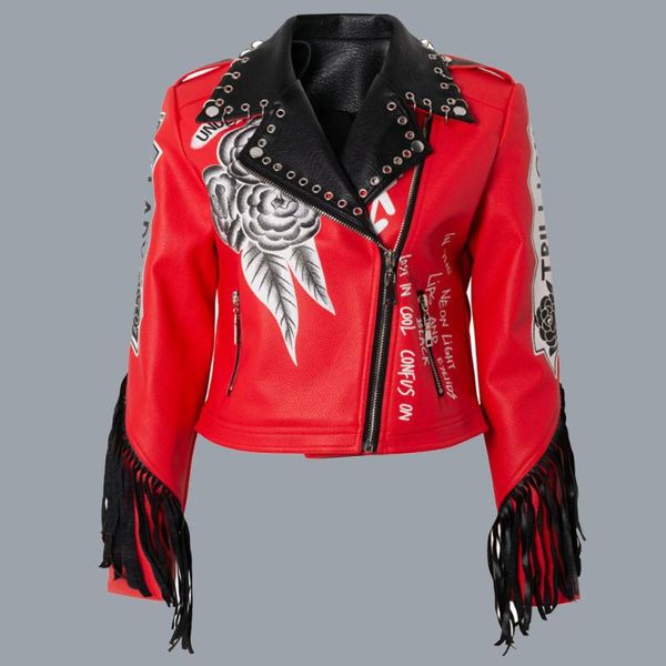 women's jackets pu jacket women rivet fashion floral letter red vintage punk motorcycle leather 2021 autumn winter coats, Black;brown
women's jackets pu jacket women rivet fashion floral letter red vintage punk motorcycle leather 2021 autumn winter coats, Black;brown