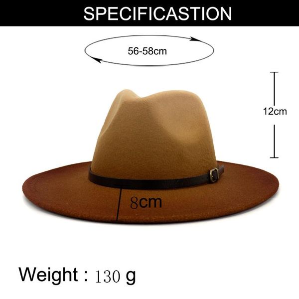 wide brim hats 2021 fedora autumn,winterhat felt hat discoloration men and women trilby chapeu feminino wholesale, Blue;gray
wide brim hats 2021 fedora autumn,winterhat felt hat discoloration men and women trilby chapeu feminino wholesale, Blue;gray