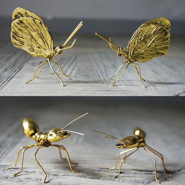 

decorative objects & figurines creative metal handicrafts copper gold ant butterfly ornament handmade for home modern art decoration accesso
