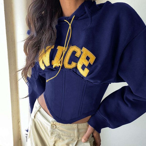 women's sweaters sweater 2021 corset waistcoat fashion niche design letter embroidered drawstring hooded cwb6, White;black
women's sweaters sweater 2021 corset waistcoat fashion niche design letter embroidered drawstring hooded cwb6, White;black