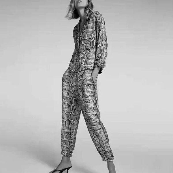women's tracksuits spring and autumn 2021 python pattern single breasted cardigan jacket + straight trousers suit 2 piece set, Gray
women's tracksuits spring and autumn 2021 python pattern single breasted cardigan jacket + straight trousers suit 2 piece set, Gray