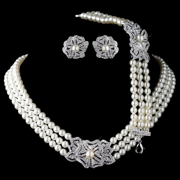 pearl diamond full diamond bridal necklace earrings bracelet set wedding dress accessories set, Black
pearl diamond full diamond bridal necklace earrings bracelet set wedding dress accessories set, Black