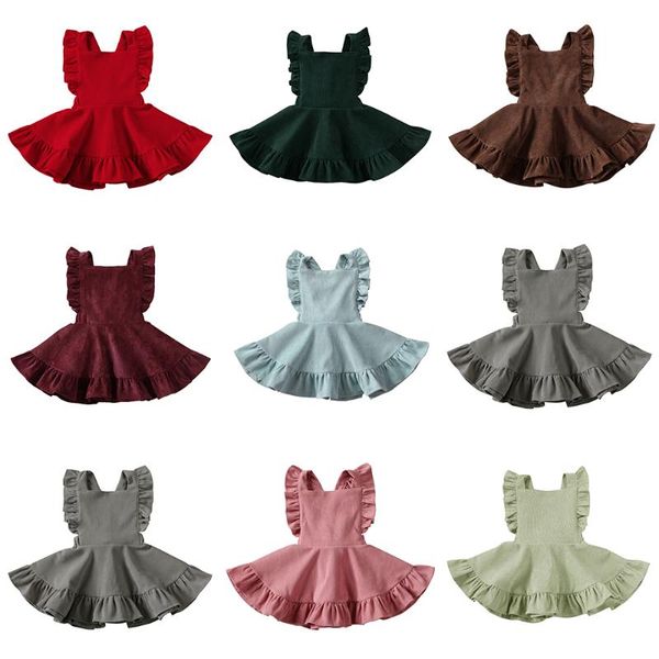 girl's dresses 1-5y fashion children kids baby girls princess solid corduroy dress autumn winter ruffles casual suspender clothes, Red;yellow
girl's dresses 1-5y fashion children kids baby girls princess solid corduroy dress autumn winter ruffles casual suspender clothes, Red;yellow
