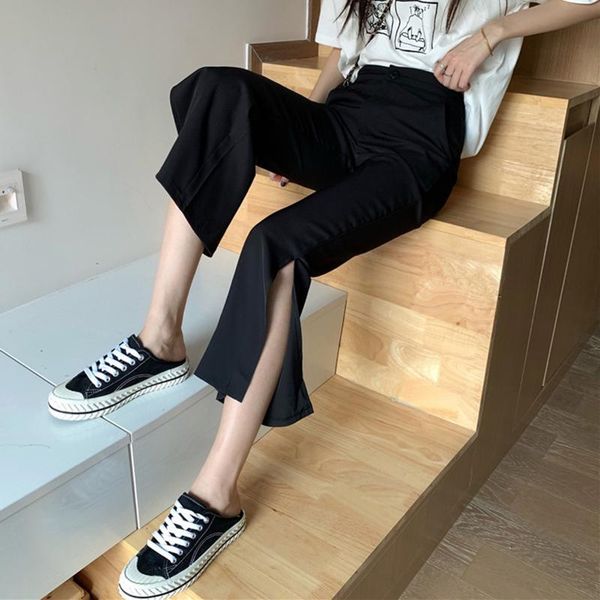 women's pants & capris black casual for women summer korean style split thin high waist slimming cropped trousers fashion, Black;white
women's pants & capris black casual for women summer korean style split thin high waist slimming cropped trousers fashion, Black;white