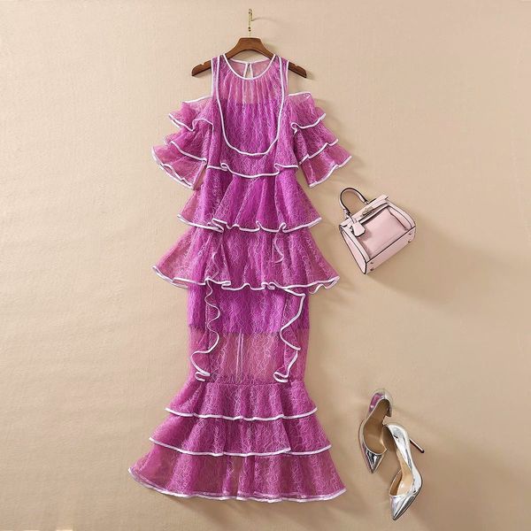 european and american women's clothing 2021 the spring off-the-shoulder horn sleeve fashionable ruffled lace dresses pr3p, Black;gray
european and american women's clothing 2021 the spring off-the-shoulder horn sleeve fashionable ruffled lace dresses pr3p, Black;gray