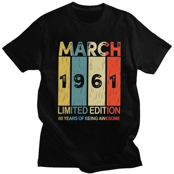 men's t-shirts march 1961 60 years of being awesome t shirt for men 100% cotton tees 60th old birthday gift tshirt short sleeve novelty, White;black
men's t-shirts march 1961 60 years of being awesome t shirt for men 100% cotton tees 60th old birthday gift tshirt short sleeve novelty, White;black