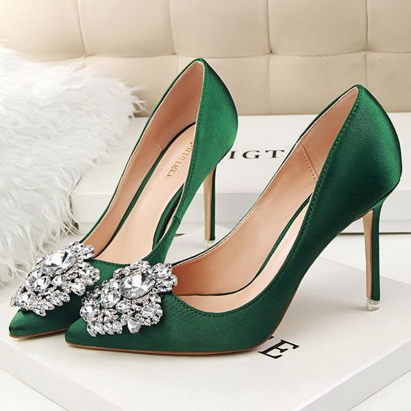 dress shoes woman 10cm high heels rhinestone green pink silk crystal pumps lady satin scarpin wedding bridal elegant plus size, Black
dress shoes woman 10cm high heels rhinestone green pink silk crystal pumps lady satin scarpin wedding bridal elegant plus size, Black