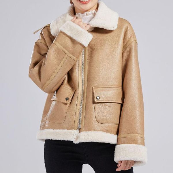 women's fur & faux 2021 women khaki black real lamb shearling coat loose style winter natural sheepskin jackets
women's fur & faux 2021 women khaki black real lamb shearling coat loose style winter natural sheepskin jackets