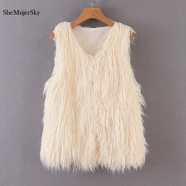 women's vests shemujersky beige fur vest women autumn winter warm 2021 of gilet femme, Black;white
women's vests shemujersky beige fur vest women autumn winter warm 2021 of gilet femme, Black;white