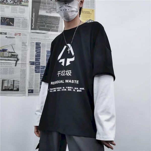 casual long sleeve tshirt streetwear men high street harajuku sweatshirt japanese style male funny printed men's t-shirts, White;black 
casual long sleeve tshirt streetwear men high street harajuku sweatshirt japanese style male funny printed men's t-shirts, White;black