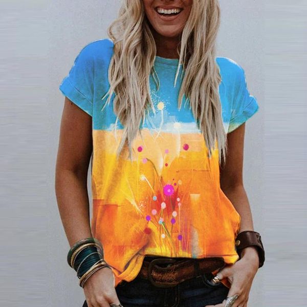 women's t-shirt ladies casual fashion temperament personality streetwear color-coated digital printing round neck short sleeve, White
women's t-shirt ladies casual fashion temperament personality streetwear color-coated digital printing round neck short sleeve, White