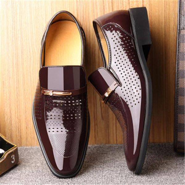 sandals summer leisure for men patent leather hollow out pointed toe casual shoes male comfortable soft sole office footwear, Black
sandals summer leisure for men patent leather hollow out pointed toe casual shoes male comfortable soft sole office footwear, Black