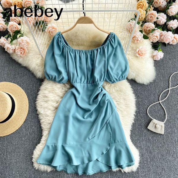 women elegant french dress sweet puff sleeve solid a-line office es summer fashion casual streetwear short 210512, Black;gray
women elegant french dress sweet puff sleeve solid a-line office es summer fashion casual streetwear short 210512, Black;gray