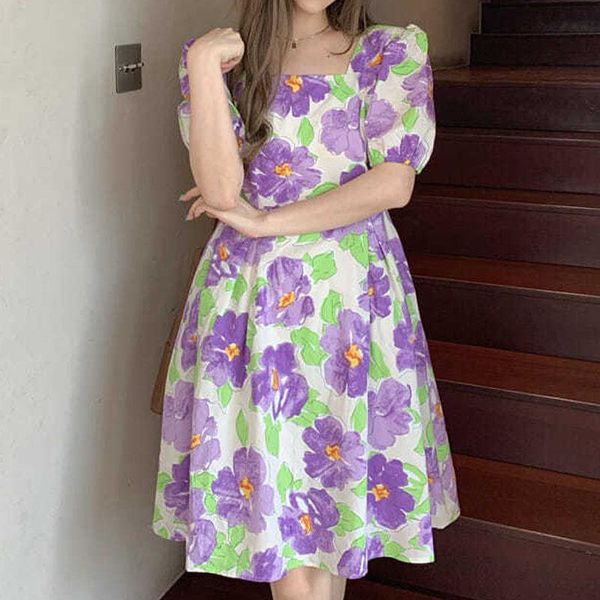 long summer dress women french vinatge puff sleeve chiffon female square collar designer floral dresses 2021 casual party, White;black
long summer dress women french vinatge puff sleeve chiffon female square collar designer floral dresses 2021 casual party, White;black