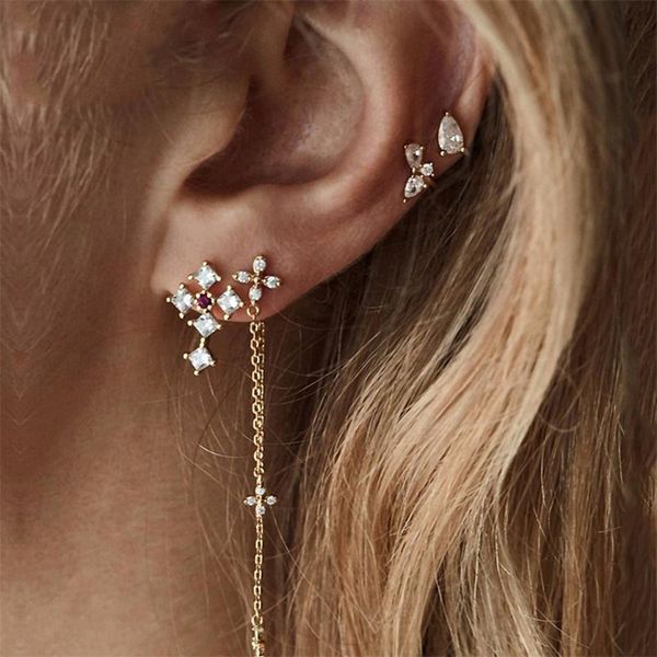 stud 2021 gold color crystal cross flower studs earrings set for women long tassel metal chain earring boho jewelry brincos, Golden;silver
stud 2021 gold color crystal cross flower studs earrings set for women long tassel metal chain earring boho jewelry brincos, Golden;silver