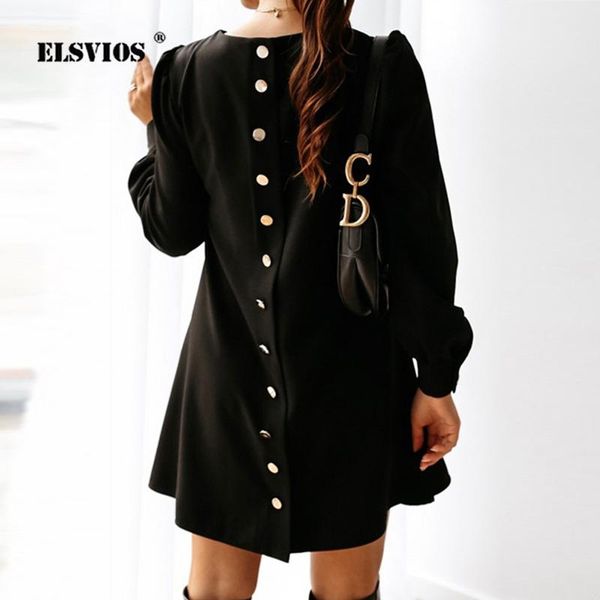 casual dresses 2021 spring back metal buttons o-neck women dress autumn long sleeve elegant a-line party solid color plus size mini, Black;gray
casual dresses 2021 spring back metal buttons o-neck women dress autumn long sleeve elegant a-line party solid color plus size mini, Black;gray