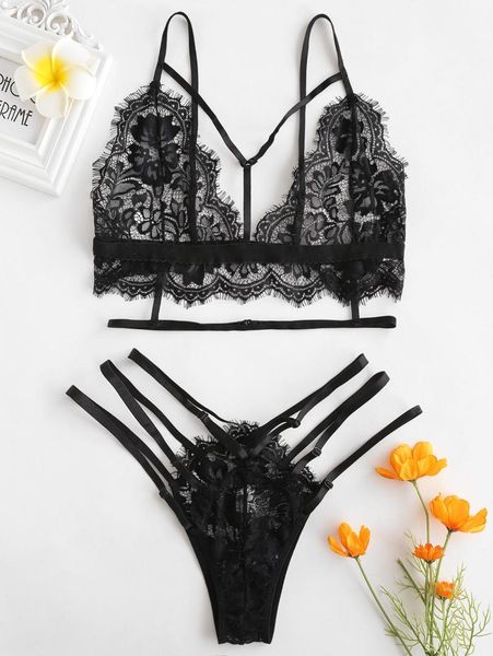 women's swimwear azulina women lace bralette strappy lingerie set back closure underwear bikini see through, White;black
women's swimwear azulina women lace bralette strappy lingerie set back closure underwear bikini see through, White;black