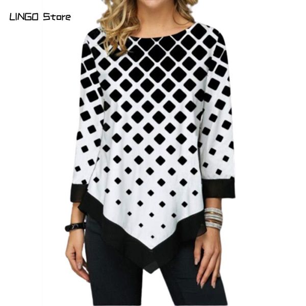 women shirt patchwork long sleeve round neck elegant female print shirts casual loose tee plus size 4xl women's t-shirt, White
women shirt patchwork long sleeve round neck elegant female print shirts casual loose tee plus size 4xl women's t-shirt, White