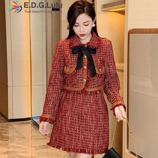 women's tracksuits edglulu 2 piece sets womens outfits winter skirt turn-down collar bow long sleeve red plaid tweed tassel jacket+skir, Gray
women's tracksuits edglulu 2 piece sets womens outfits winter skirt turn-down collar bow long sleeve red plaid tweed tassel jacket+skir, Gray