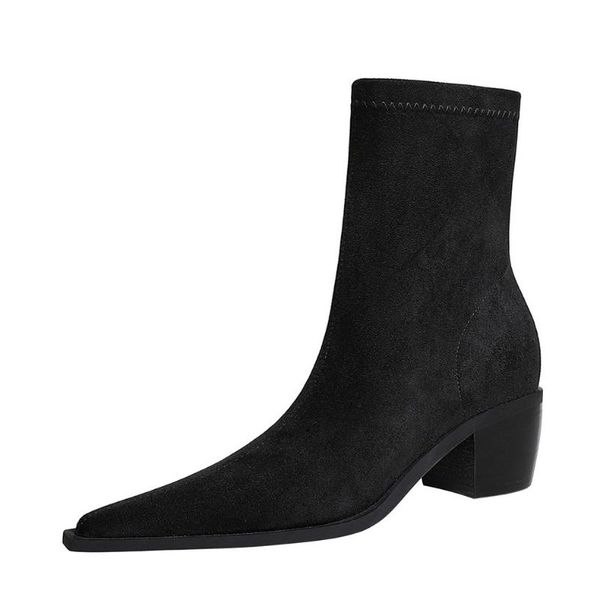 boots fashion simple knight women's nightclub slim thick heels high pointed suede, Black
boots fashion simple knight women's nightclub slim thick heels high pointed suede, Black