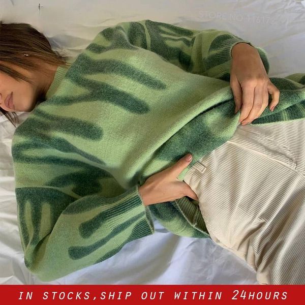 women's sweaters elegant green striped print oversized pullovers women winter o-neck loose long streetwear warm outerwear 2021, White;black
women's sweaters elegant green striped print oversized pullovers women winter o-neck loose long streetwear warm outerwear 2021, White;black