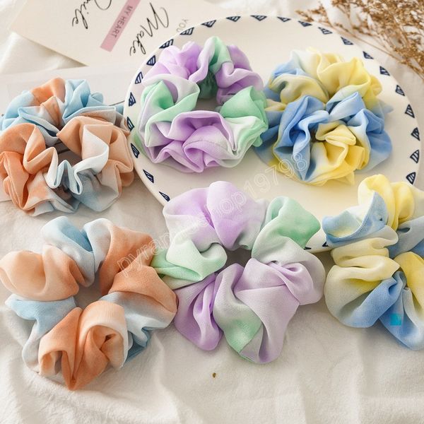chiffon tie dye hair bands girls hair accessories women large intestine hairbands childrens rubber head rope headwear, Slivery;white 
chiffon tie dye hair bands girls hair accessories women large intestine hairbands childrens rubber head rope headwear, Slivery;white
