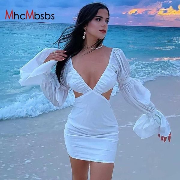 casual dresses women white fairy mini dress puff long sleeve hollow out deep v bodycon 2021 summer beach party club robe, Black;gray
casual dresses women white fairy mini dress puff long sleeve hollow out deep v bodycon 2021 summer beach party club robe, Black;gray