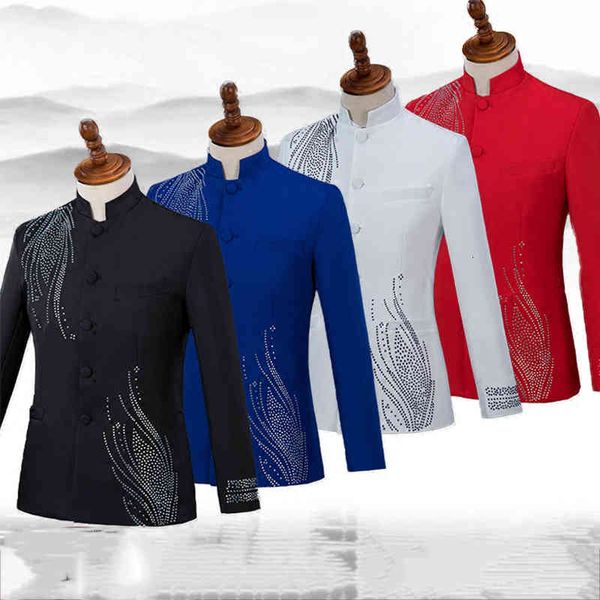 men's suits & blazers men formal jackets stand collar blazer jacket crystal outfits male chinese national style clothing stage chorus c, White;black
men's suits & blazers men formal jackets stand collar blazer jacket crystal outfits male chinese national style clothing stage chorus c, White;black