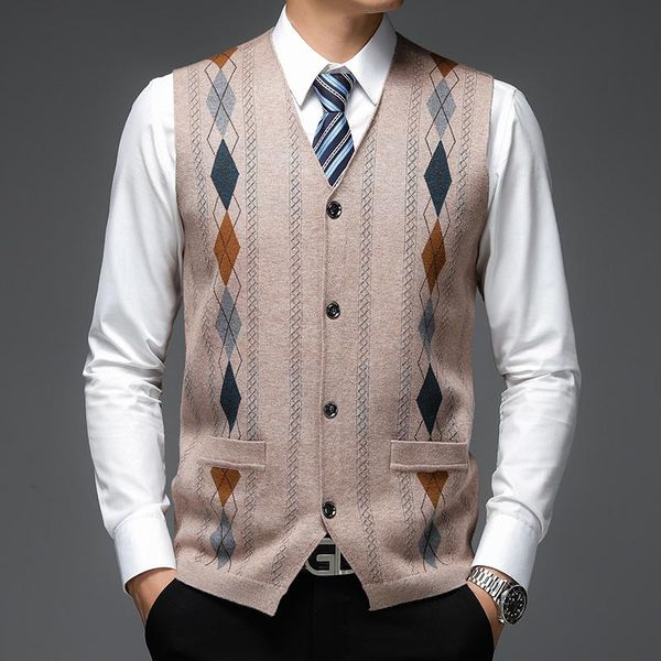 men's vests autumn v neck fashion brand knit cardigan sweater casual diamond sleeveless vest top, Black;white
men's vests autumn v neck fashion brand knit cardigan sweater casual diamond sleeveless vest top, Black;white