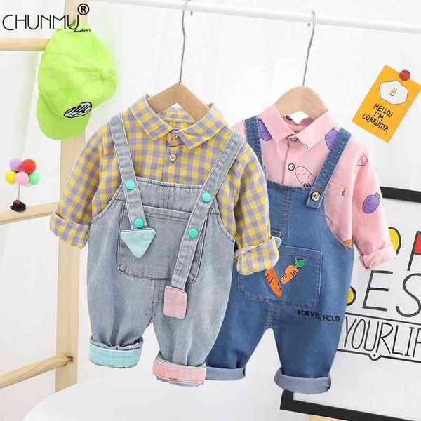 spring baby girls boy clothes suit kids long sleeve striped t-shirt denim overalls born set toddler clothing 210508, White
spring baby girls boy clothes suit kids long sleeve striped t-shirt denim overalls born set toddler clothing 210508, White