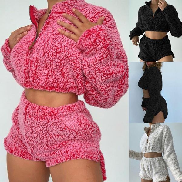 women's tracksuits autumn womens fluffy suit two piece sets velvet plush crop shorts streetwear tracksuit overalls sweatshirts, Gray
women's tracksuits autumn womens fluffy suit two piece sets velvet plush crop shorts streetwear tracksuit overalls sweatshirts, Gray