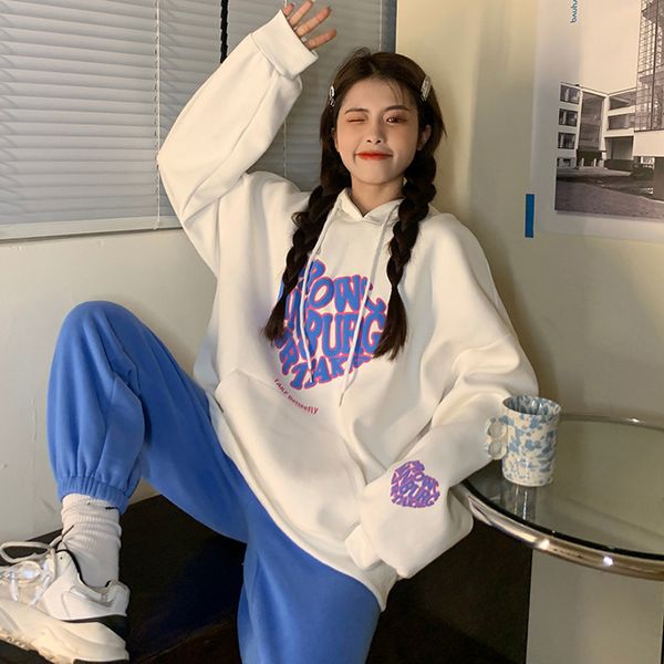 sweater women's love letter printing dign sense autumn korean 2021 hoodls loose thin long sleeve top, Black
sweater women's love letter printing dign sense autumn korean 2021 hoodls loose thin long sleeve top, Black