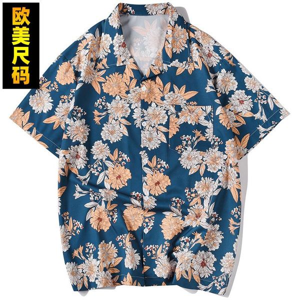 men's casual shirts personalized street day lily digital printing loose lapel shirt in spring and summer 2021, White;black
men's casual shirts personalized street day lily digital printing loose lapel shirt in spring and summer 2021, White;black
