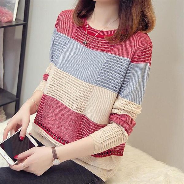 women's sweaters 2021 spring and autumn color matching loose striped long-sleeved bottoming shirt sets of round neck knit jacket, White;black
women's sweaters 2021 spring and autumn color matching loose striped long-sleeved bottoming shirt sets of round neck knit jacket, White;black
