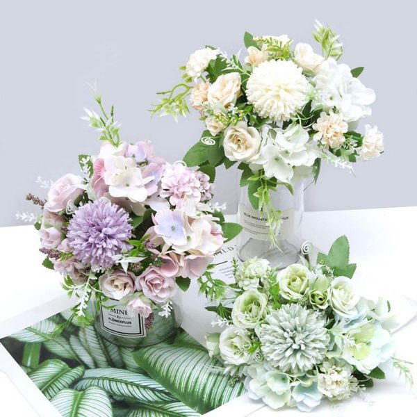 heads hydrangea rose flowers artificial floral bouquet silk blooming fake hand flower wedding decor decorative & wreaths 
heads hydrangea rose flowers artificial floral bouquet silk blooming fake hand flower wedding decor decorative & wreaths