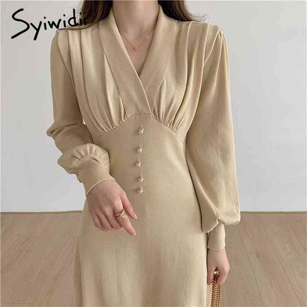 knitting midi dresses women club sheath solid draped mid-calf black beige puff sleeve empire v-neck spring 210607, Black;gray
knitting midi dresses women club sheath solid draped mid-calf black beige puff sleeve empire v-neck spring 210607, Black;gray