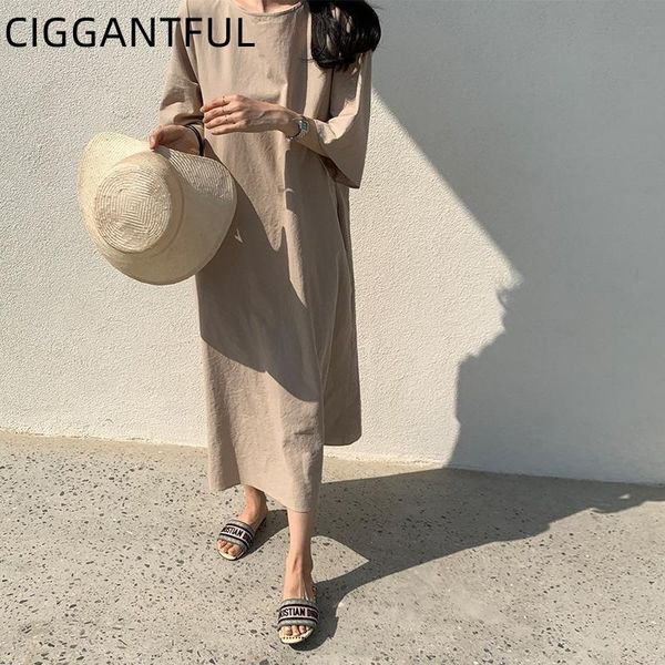 casual dresses 2021 simple lazy style retro korean loose solid color long dress, Black;gray
casual dresses 2021 simple lazy style retro korean loose solid color long dress, Black;gray