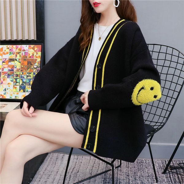 women's sweaters smiley face female sweater autumn loosed foreign style age reducing versatile long sleeves cardigan mesh 6ng0, White;black
women's sweaters smiley face female sweater autumn loosed foreign style age reducing versatile long sleeves cardigan mesh 6ng0, White;black