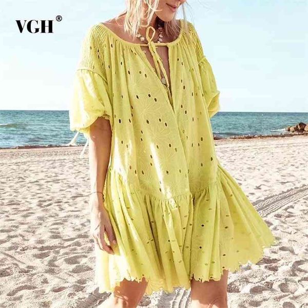 hollow out loose dress for women v neck lantern sleeve casual elegant mini dresses female fashion clothing spring 210531, Black;gray
hollow out loose dress for women v neck lantern sleeve casual elegant mini dresses female fashion clothing spring 210531, Black;gray