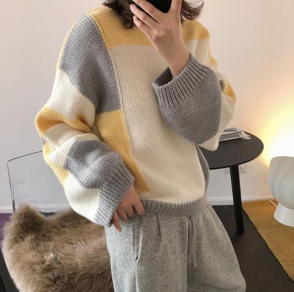 women's sweaters geometry printing sweater personality contrast round collar pullover long sleeve winter wool knitting casual women loo, White;black
women's sweaters geometry printing sweater personality contrast round collar pullover long sleeve winter wool knitting casual women loo, White;black
