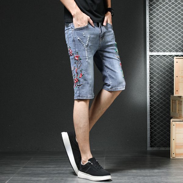 men's jeans summer dragon embroidery denim custom vintage man shorts stretched at knee height fashion jeans straight pants mgq9, Blue
men's jeans summer dragon embroidery denim custom vintage man shorts stretched at knee height fashion jeans straight pants mgq9, Blue