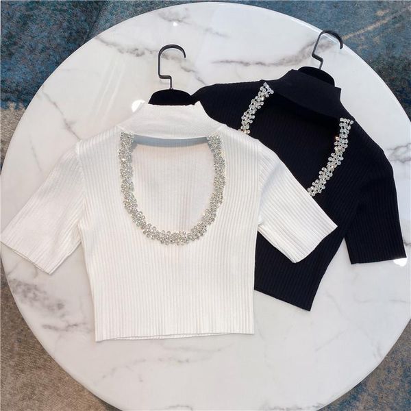 cropped summer elegant heavy industry womens t shirt crystal tight short knitted white black z117
cropped summer elegant heavy industry womens t shirt crystal tight short knitted white black z117