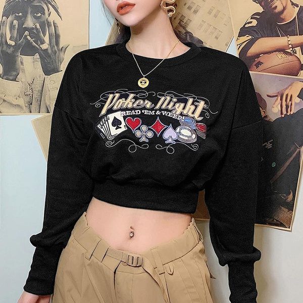 women's hoodies & sweatshirts sweatshirt round collar hoodie,casual creative poker letter embroidery long sleeve midriff-baring slim b, Black
women's hoodies & sweatshirts sweatshirt round collar hoodie,casual creative poker letter embroidery long sleeve midriff-baring slim b, Black