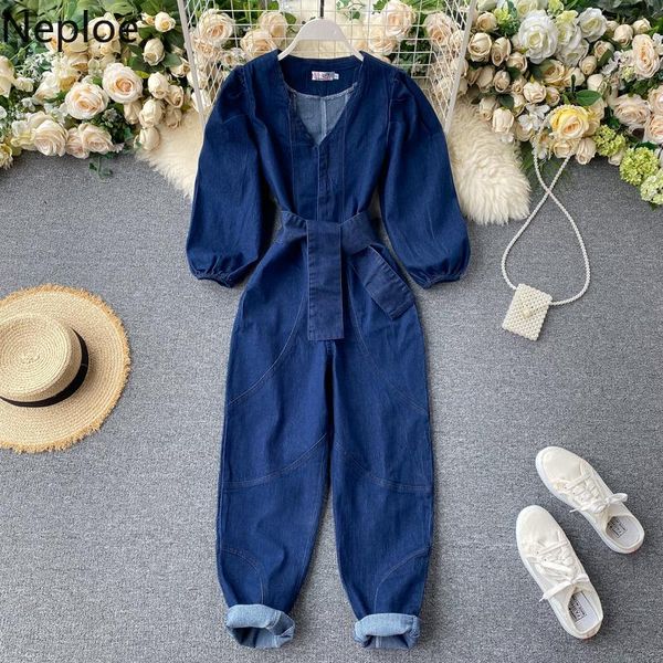 women's jumpsuits & rompers neploe women denim 2021 korean v neck puff long sleeve bodysuits sashes high waist wide leg pants playsuit, Black;white
women's jumpsuits & rompers neploe women denim 2021 korean v neck puff long sleeve bodysuits sashes high waist wide leg pants playsuit, Black;white