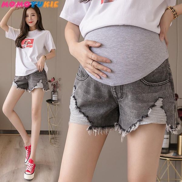 maternity bottoms summer denim ripped hole shorts for pregnant women pockets jeans elastic waist care belly short pants plus size, White
maternity bottoms summer denim ripped hole shorts for pregnant women pockets jeans elastic waist care belly short pants plus size, White