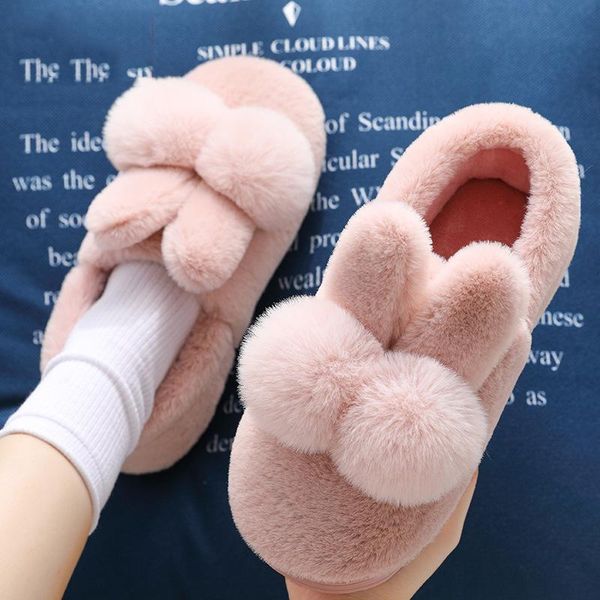 women's plush slippers winter home ladies open toe shoes soft warm house indoor bedroom mtx73, Black
